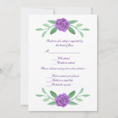 Paarse Floral Greenery Foliage Wedding Response Kaart (Voorkant)