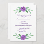 Paarse Floral Greenery Foliage Wedding Response Kaart (Voorkant / Achterkant)