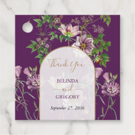 Paarse Floral Greenery Gold Arch Wedding Bedankjes Labels