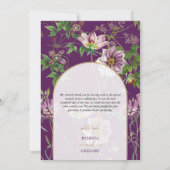 Paarse Floral Greenery Gold Arch Wedding Bedankkaart (Achterkant)