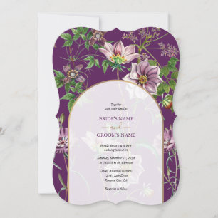 Paarse Floral Greenery Gold Arch Wedding Kaart