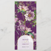 Paarse Floral Greenery Gold Arch Wedding Menu (Achterkant)
