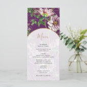Paarse Floral Greenery Gold Arch Wedding Menu (Staand voorkant)