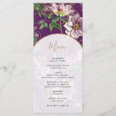 Paarse Floral Greenery Gold Arch Wedding Menu (Voorkant)