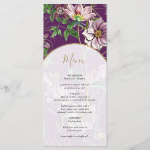 Paarse Floral Greenery Gold Arch Wedding Menu