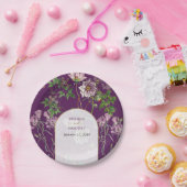 Paarse Floral Greenery Gold Arch Wedding Papieren Bordje (Feest)