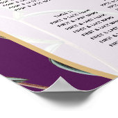 Paarse Floral Greenery Gold Wedding Seating Chart Poster (Hoek)