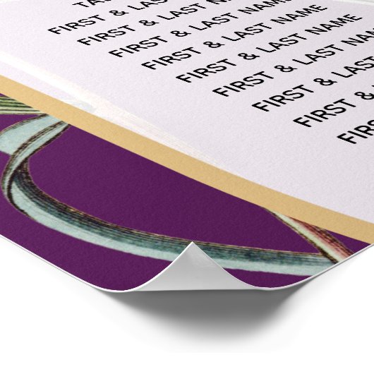 Paarse Floral Greenery Gold Wedding Seating Chart Poster (Hoek)