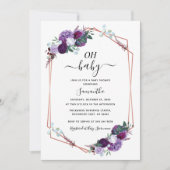 Paarse Floral Greenery Script Baby shower Kaart (Voorkant)