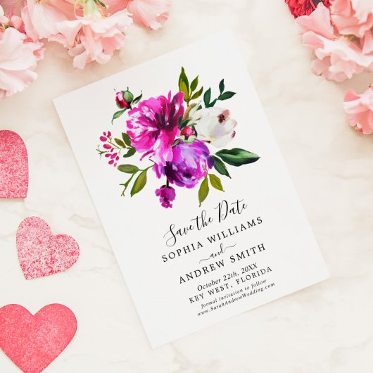 Paarse Floral & Greenery sparen de Uitnodiging van