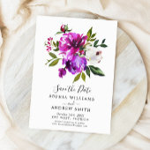 Paarse Floral & Greenery sparen de Uitnodiging van