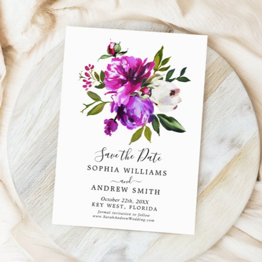 Paarse Floral & Greenery sparen de Uitnodiging van