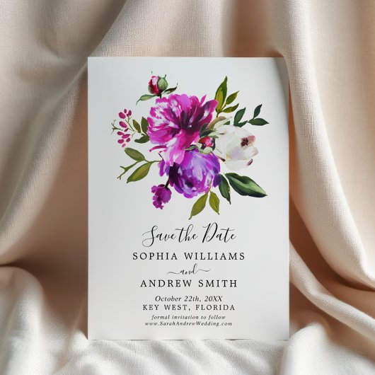 Paarse Floral & Greenery sparen de Uitnodiging van