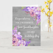 Paarse Floral Grote kleindochter trouwdag Kaart (Gele Bloem)