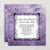 Paarse Floral Grunge Post Wedding Celebration Kaart (Voorkant / Achterkant)