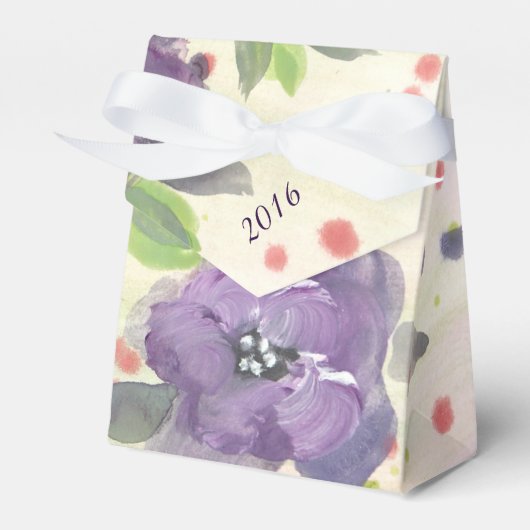 Paarse Floral Guest Favor Box Bedankdoosjes (Voorkant Zijde)