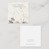 Paarse Floral Handgemaakt Papier voor het afvangen Vierkante Visitekaartje (Voorkant / Achterkant)