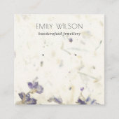 Paarse Floral Handgemaakt Papier voor het afvangen Vierkante Visitekaartje (Voorkant)