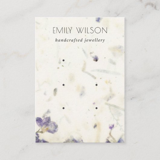 Paarse Floral Handmade Paper Texture 3 Earning Visitekaartje (Voorkant)