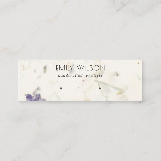 Paarse Floral Handmade Paper Texture Earning Mini Visitekaartje (Voorkant)