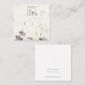 Paarse Floral Handmade Paper Texture Earning Vierkante Visitekaartje (Voorkant / Achterkant)