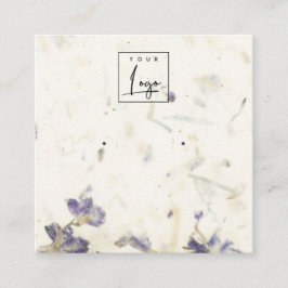 Paarse Floral Handmade Paper Texture Earning Vierkante Visitekaartje