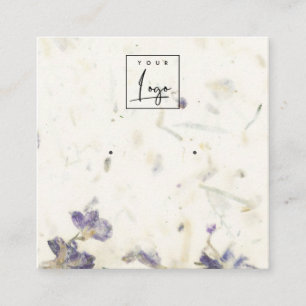 Paarse Floral Handmade Paper Texture Earning Vierkante Visitekaartje