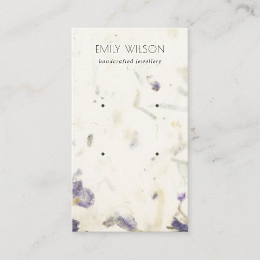 Paarse Floral Handmade Paper Texture Earning Visitekaartje (Voorkant)