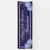 Paarse Floral Happy 90th Birthday Grandma Banner (Verticaal)