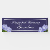 Paarse Floral Happy 90th Birthday Grandma Banner (Horizontaal)