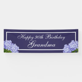 Paarse Floral Happy 90th Birthday Grandma Banner