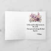 Paarse Floral Happy Birthday Wensen voor mama 2 Bedankkaart (Binnen)