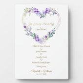 Paarse Floral hart voor liefdevol geheugen-weddens Fotoplaat (voorkant)