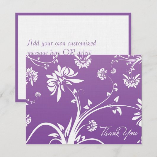 Paarse Floral Hartelijk dank Bedankkaart (Voorkant / Achterkant)