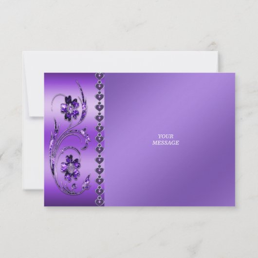 Paarse Floral Hartelijk dank Bedankkaart (Achterkant)