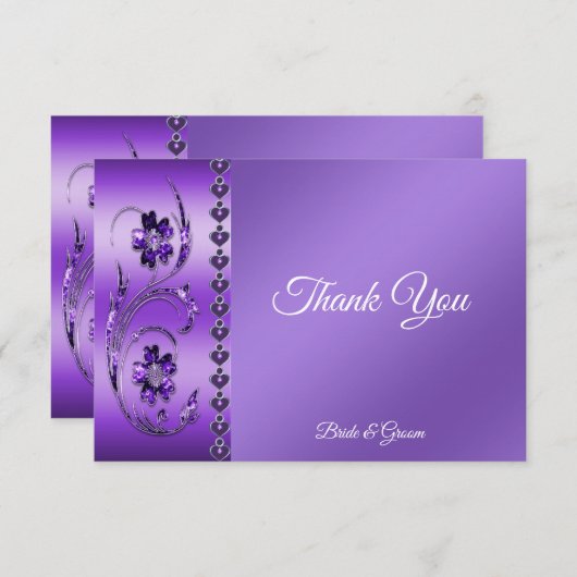 Paarse Floral Hartelijk dank Bedankkaart (Voorkant / Achterkant)