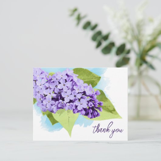 Paarse Floral Hartelijk dank Bedankkaart (Staand voorkant)