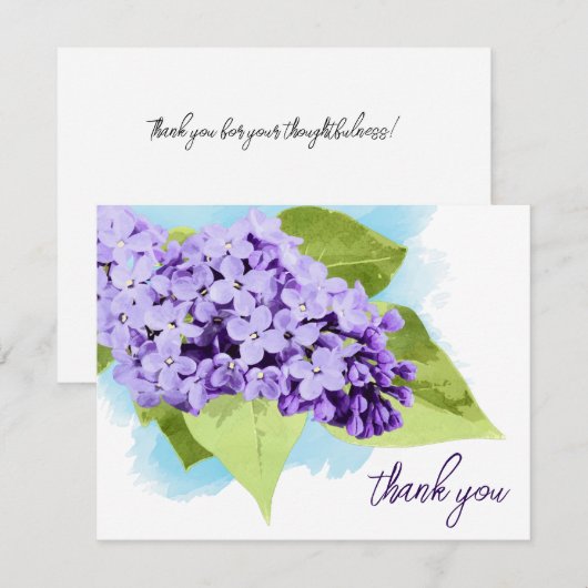 Paarse Floral Hartelijk dank Bedankkaart (Voorkant / Achterkant)