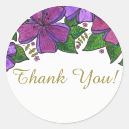 Paarse Floral Hartelijk dank Ronde Sticker