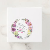 Paarse Floral Hartelijk dank voor uw Baby shower Bedankjes Labels (In situ)