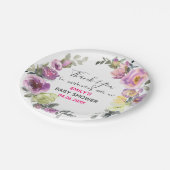Paarse Floral Hartelijk dank voor uw Baby shower Papieren Bordje (Gekanteld)