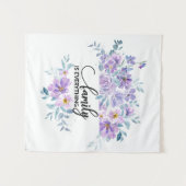 Paarse Floral Heart Bouquet | Gezinstoelagen Wandkleed (Voorkant (horizontaal))