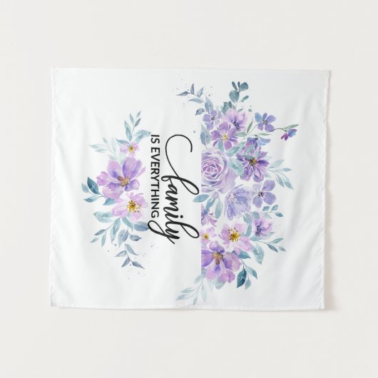 Paarse Floral Heart Bouquet | Gezinstoelagen Wandkleed (Voorkant (horizontaal))