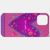 Paarse Floral Heart Inspirivity Naam Case-Mate iPhone Case (Achterkant (horizontaal))