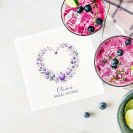 Paarse Floral Heart Vrijgezellenfeest Servet