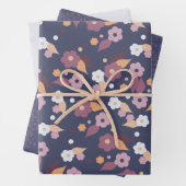 Paarse Floral Hearts Mix en Match Inpakpapier Vel (In situ)