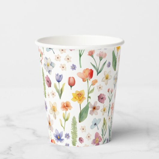 Paarse Floral Hedgehog Baby shower Cups – lokaal Papieren Bekers (Achterkant)