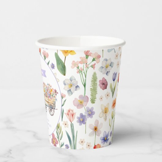 Paarse Floral Hedgehog Baby shower Cups – lokaal Papieren Bekers (Links)