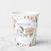 Paarse Floral Hedgehog Baby shower Cups – lokaal Papieren Bekers (Voorkant)