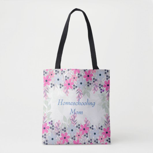 Paarse Floral Homeschoting Mam Tote Bag (Voorkant)
